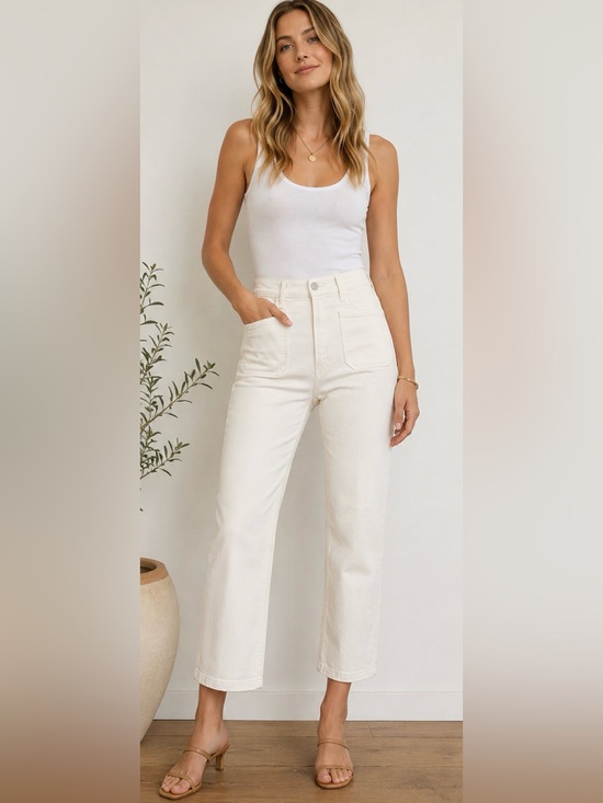 MOTHER Denim - 705 MOTHER The Hustler Patch Pocket Flood Jeans Act Natural White Size 28 NWT